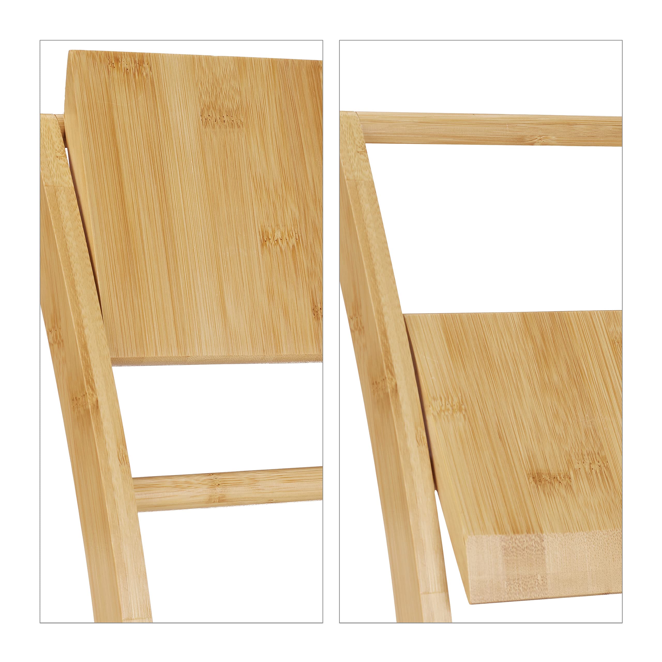 Relaxdays Escobillero Portarrollos de Pie, Bambú, Acero Inoxidable, Set Cuarto de Baño, 74 x 20 x 20 cm, Natural
