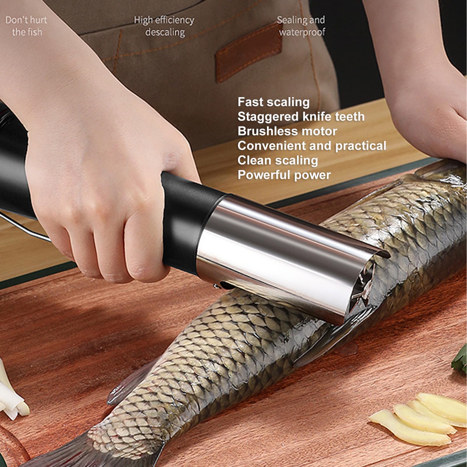 Potentes Escaladores de Pescado Eléctricos, Removedor y Raspador Automático de Escamas de Pescado para el Hogar con Función Múltiple para Limpiar Mariscos y Eliminar Escamas