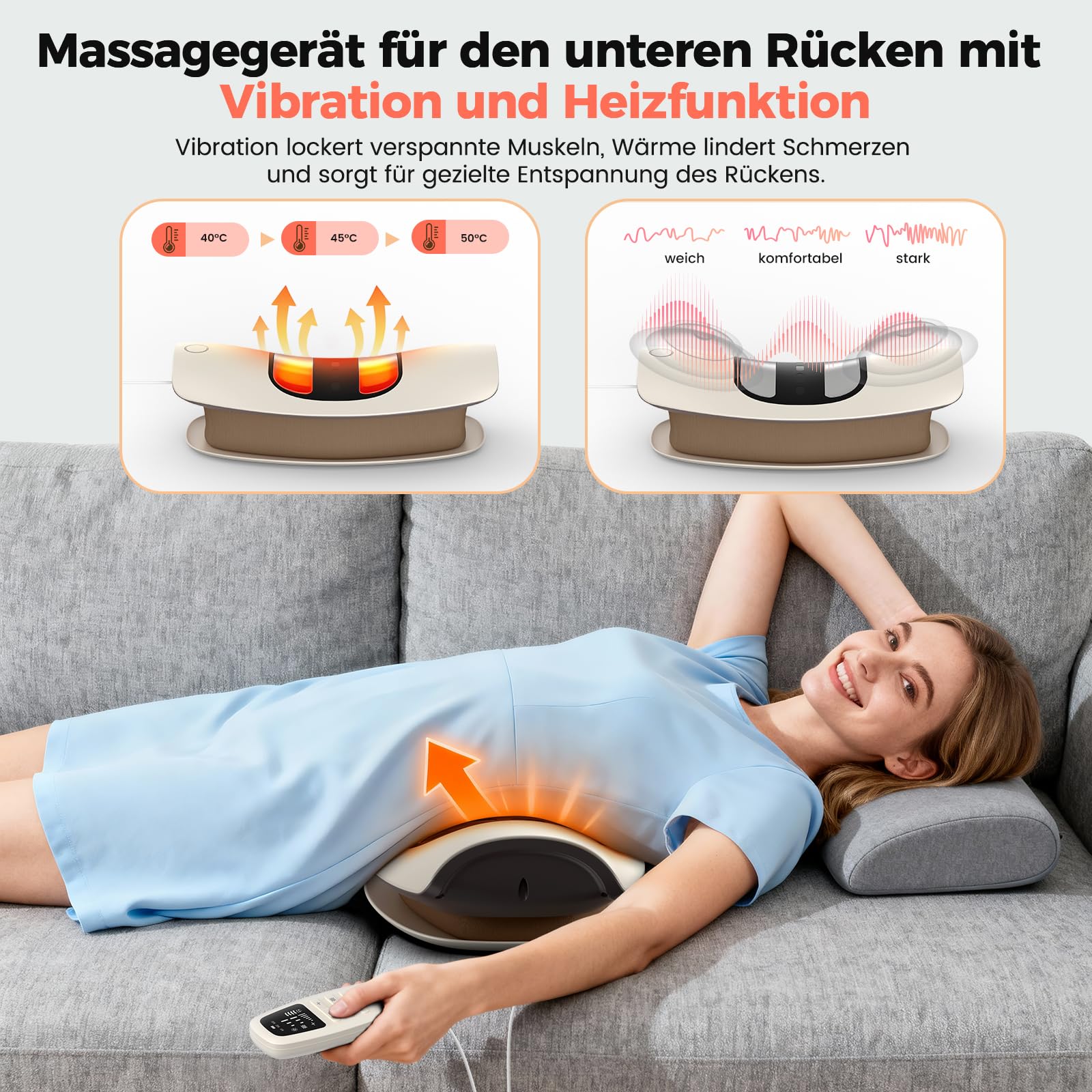 Neuer Elektrischer Rückenstrecker, Rückenmassagegerät mit Dynamische Airbag-Traktion, EMS Massage, Wärmefunktion, Vibrationsmassage, Rot-Blau-Licht, Rückenschmerzlinderung & Bandscheibentraining