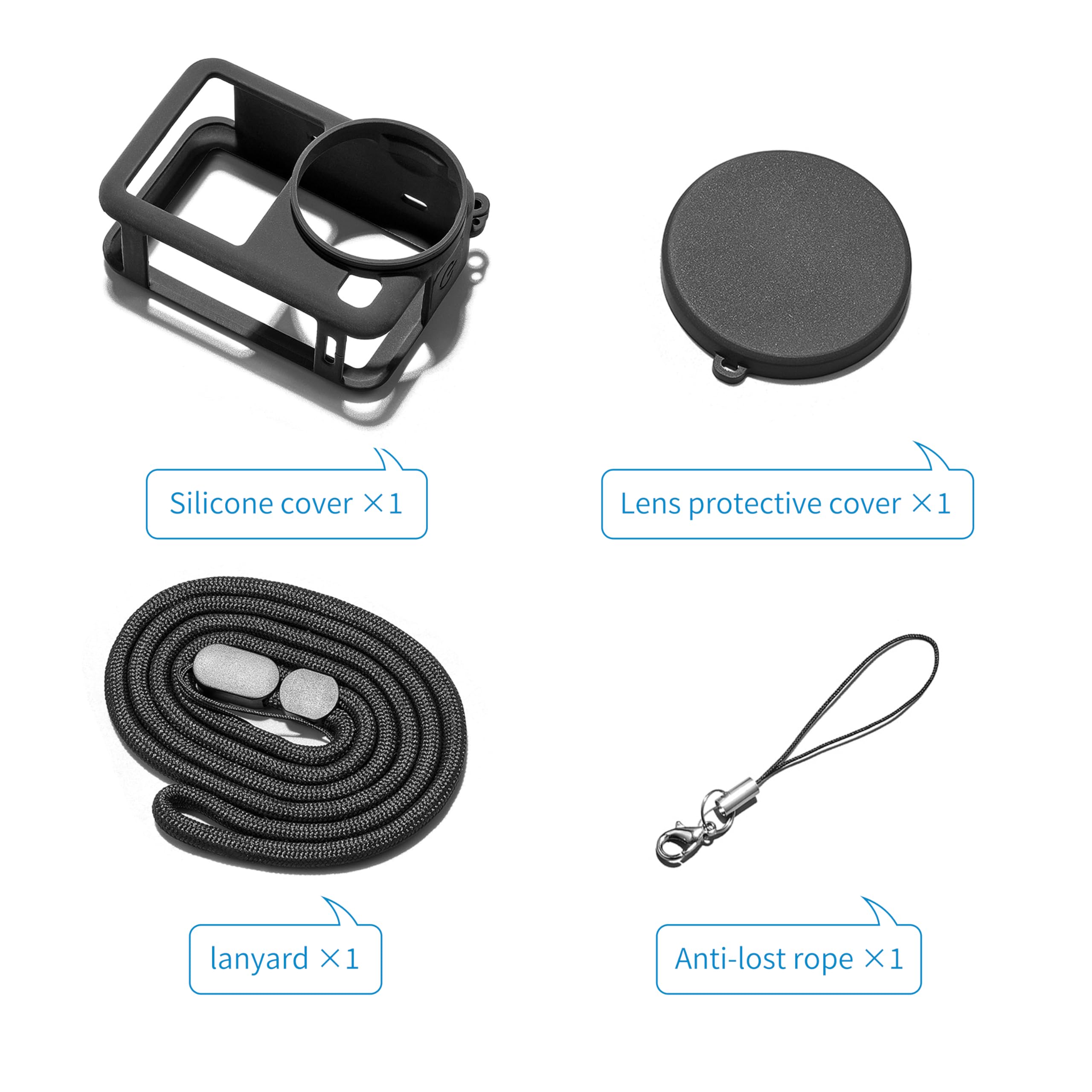 Silikonowe etui ochronne do DJI Action 6 z pokrywą obiektywu i smyczą do DJI Osmo Action 6, akcesoria, odporne na uderzenia, zarysowania, zmywalne, antypoślizgowe, pyłoszczelne