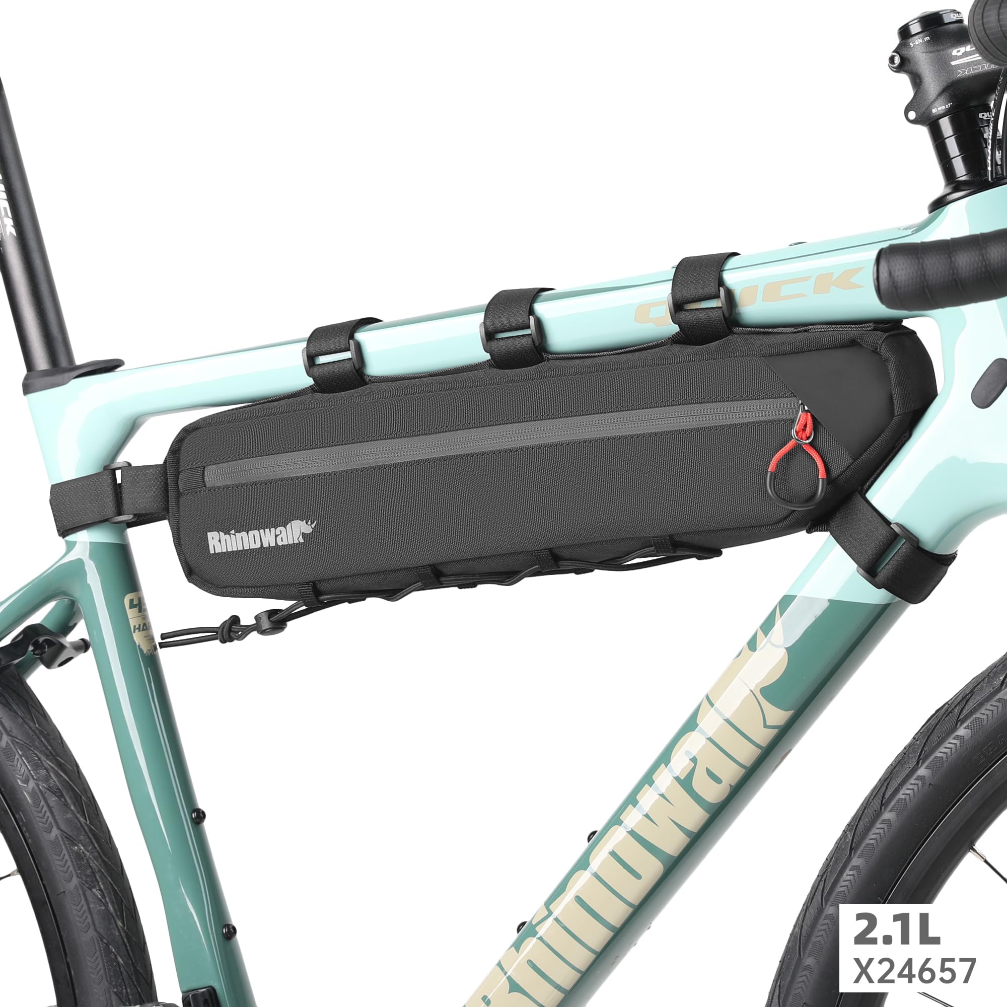 Sac de Cadre vélo – Sac Cadre Vélo Grande Capacité, Modèle Triangulaire Adapté Vélo Route, VTT et Gravel (Noir-2.1L)