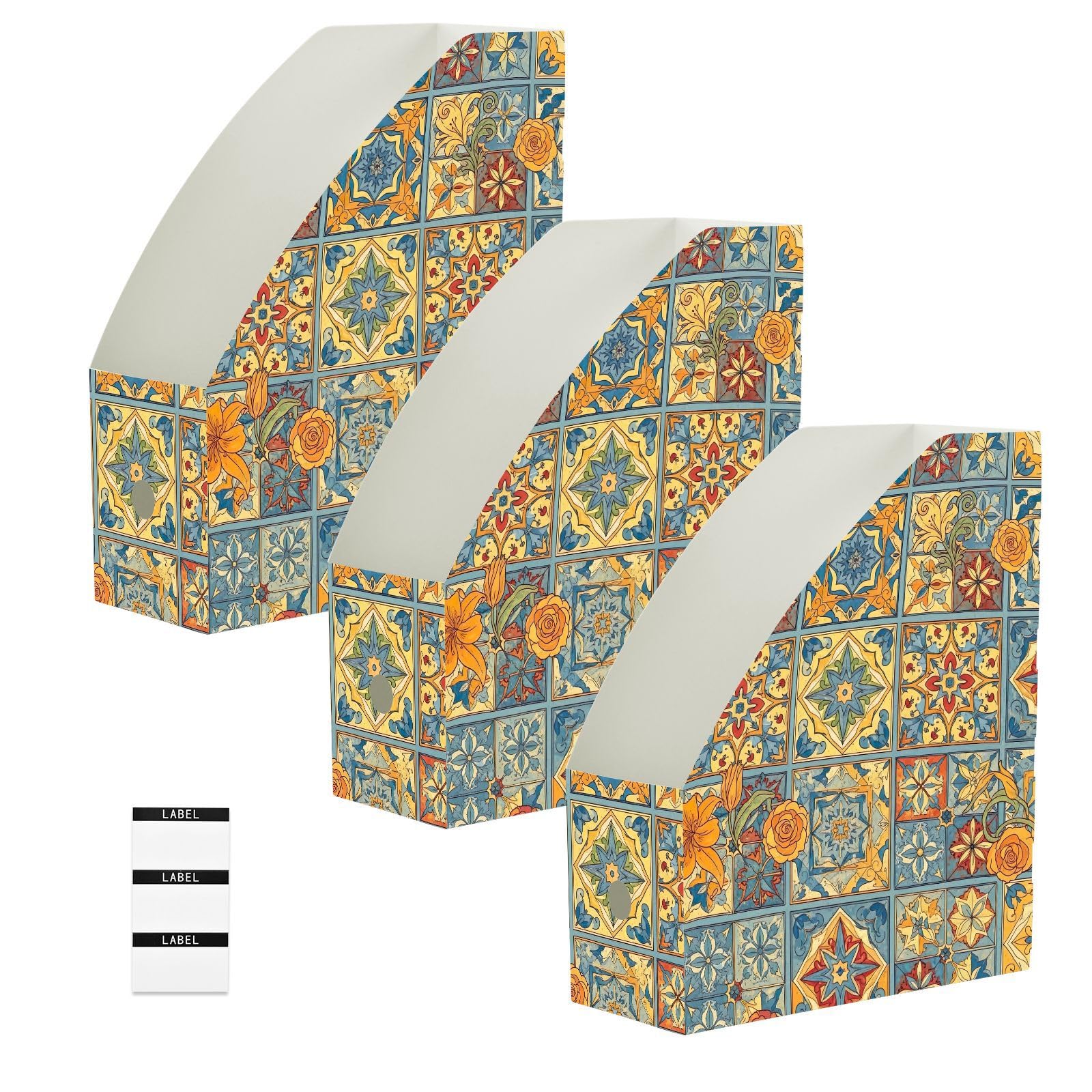 Organiseur de dossiers à clipser Motif floral Bleu