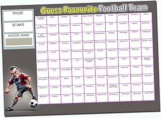 Gifts and Temptations Ltd Football Team Scratch Cards Fundraiser, 100 Names, A4 Size, 300gsm High Gloss Card, Random Team Names Behind Scratch-Off Label