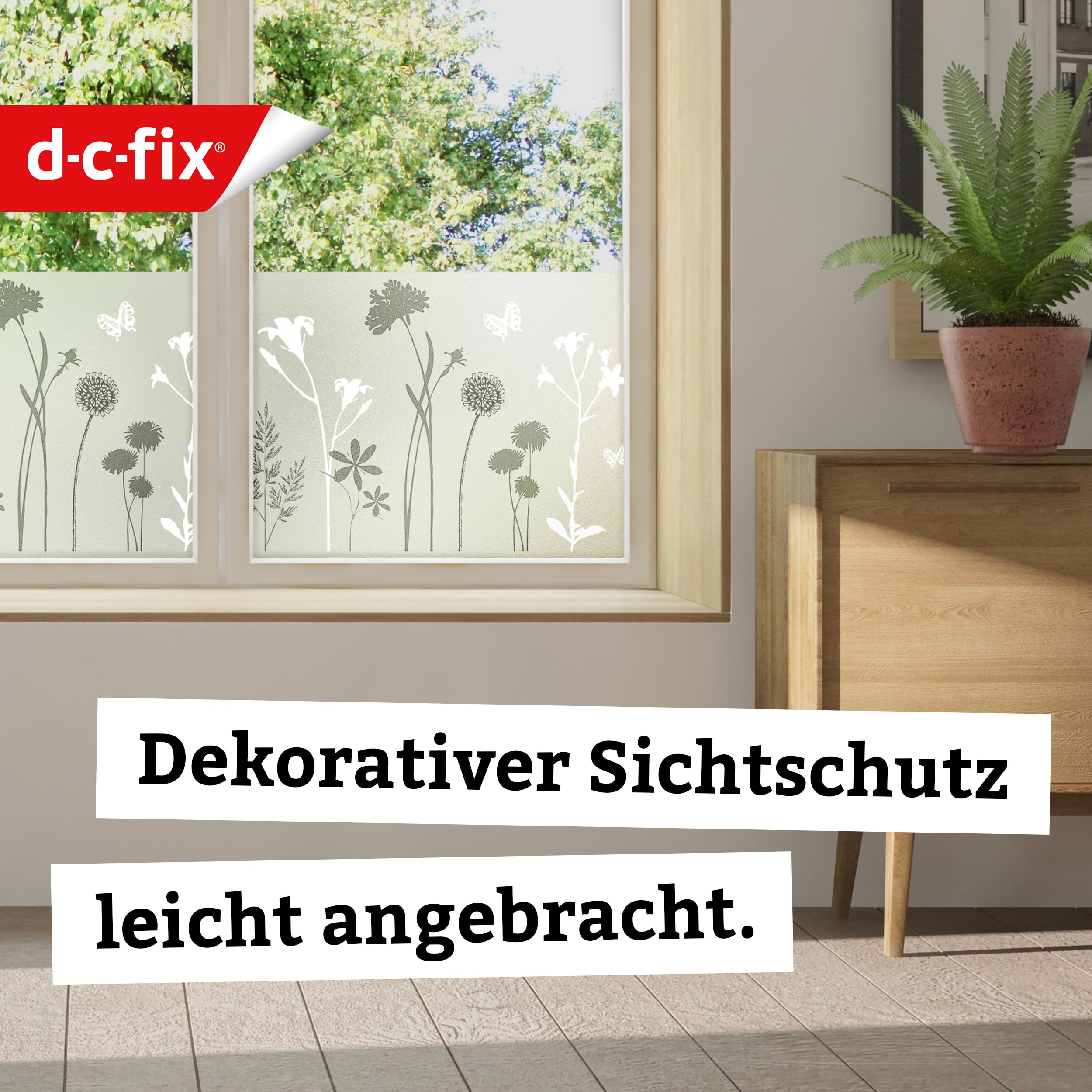 d-c-fix Premium Fensterfolie Blossom 45 cm x 1,5 m statisch haftend