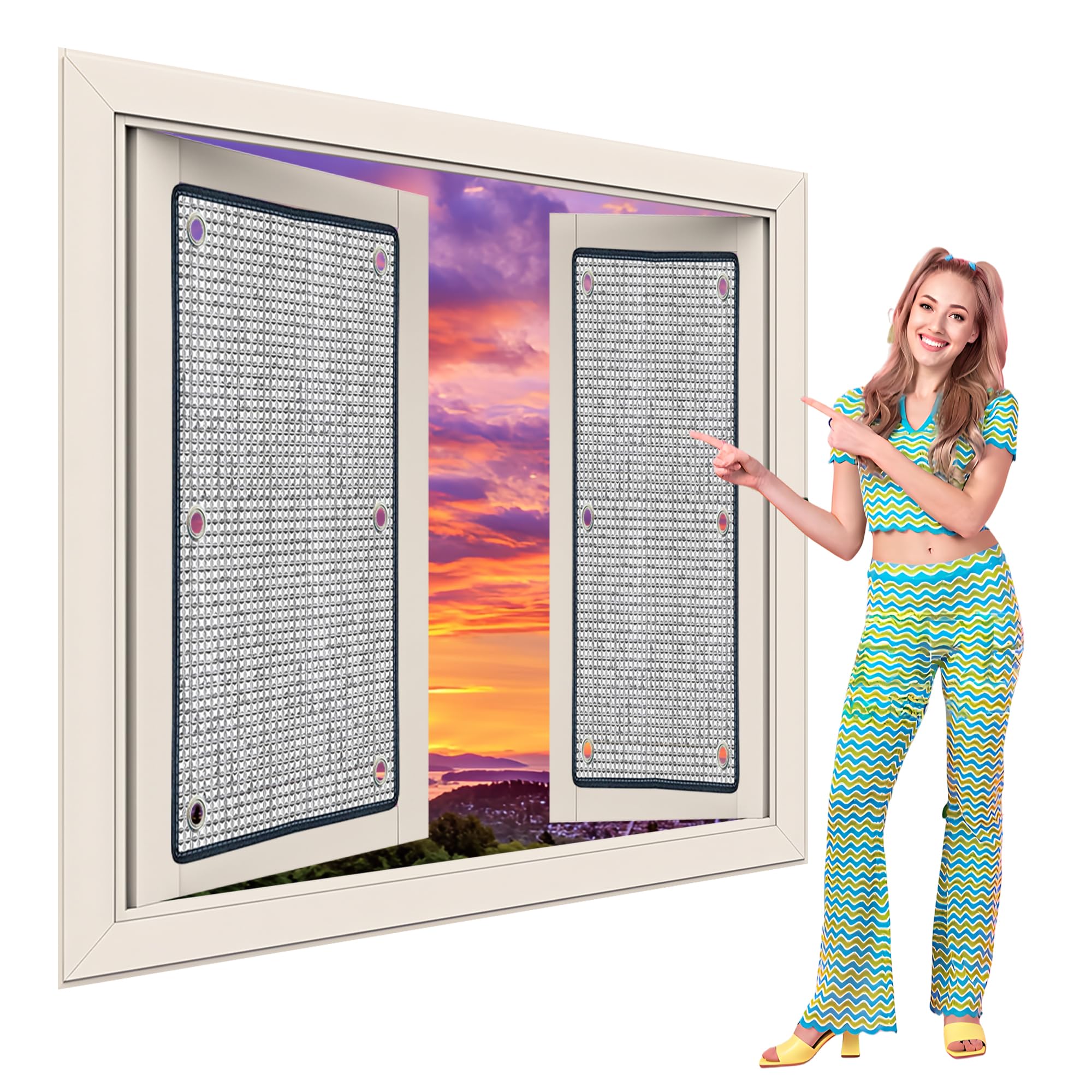 Folia Okienna Termoizolacyjna 115 x 70 cm Izolacja Termiczna Odbijacz Ciepła Dostosowany Do Indywidualnych Potrzeb Do Domowego Biura, Garażu, Werandy, Można Dostosować, Srebro