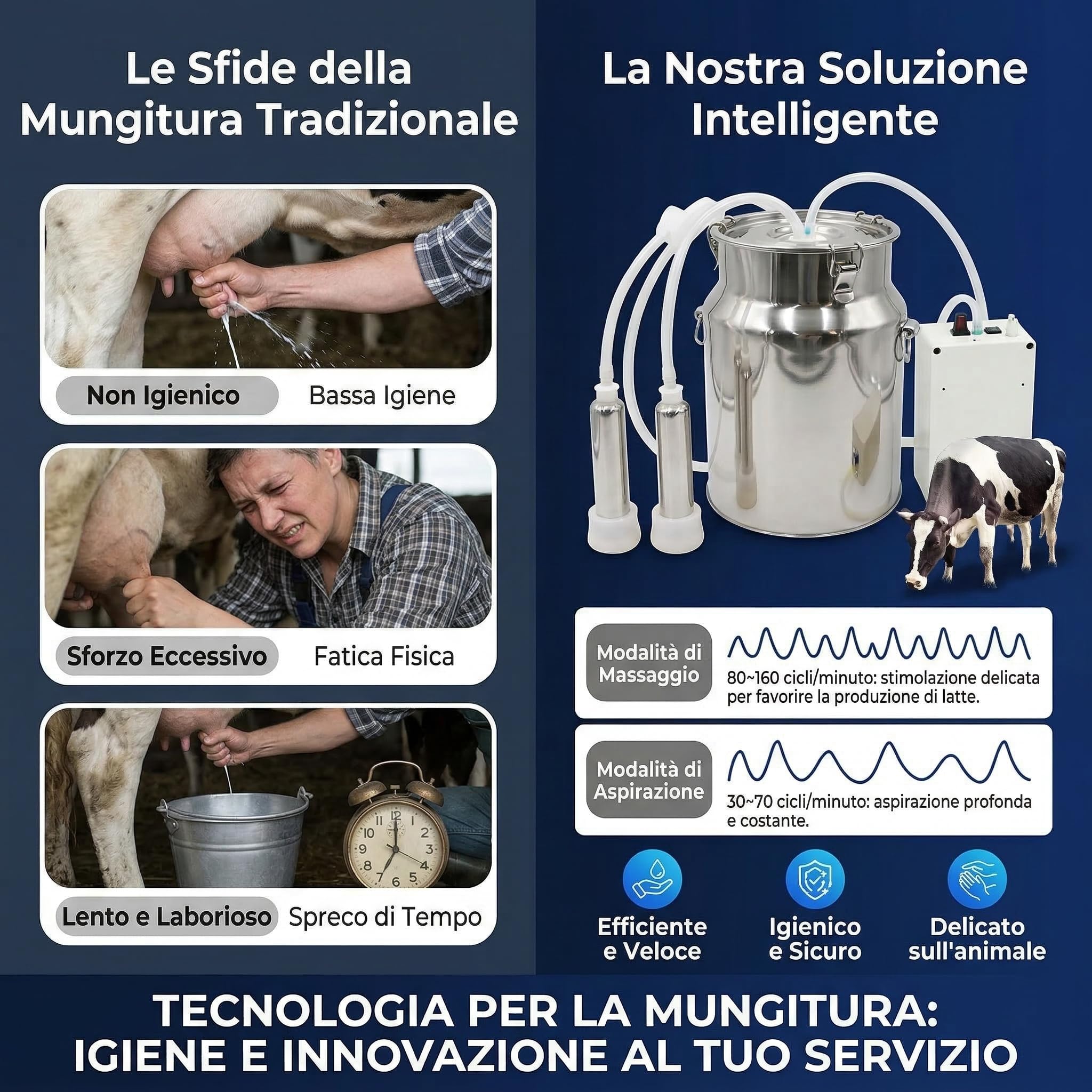 Mungitrice Elettrica Per Mucche E Pecore, Mungitura Manuale Simulata, Arresto Automatico Quando Il Latte È Pieno, Tubi In Silicone Per Alimenti(10L, per Capre)