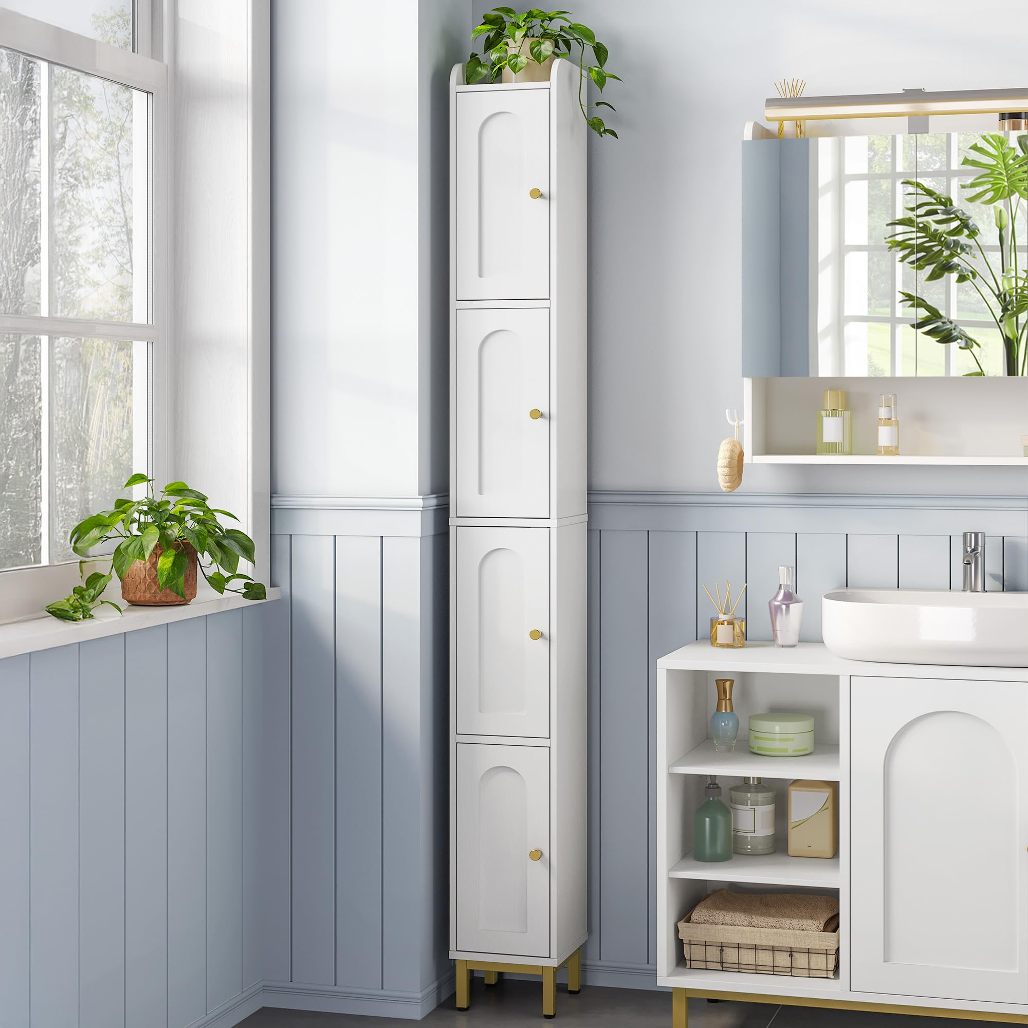 MOBILE BAGNO ALTO CON CASSETTO 2 RIPIANI APERTI REGOLABILI 37X30X184 CM Bicolor 76988546