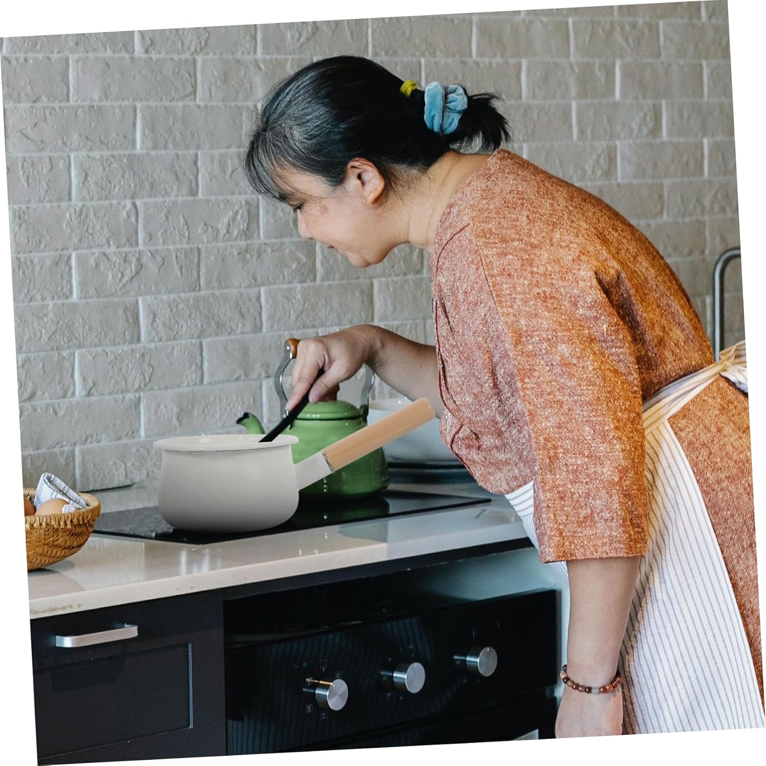 PRETYZOOM Enamel Pot for Cooking Noodles and Soups Kitchen Stockpot for Household Use Nonstick Saucepan Smooth for and Easy Cleaning
