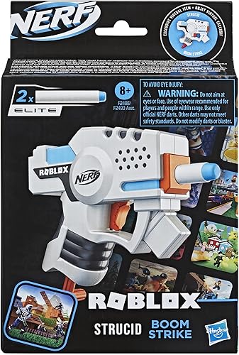 Miniatura 6 de Nerf Roblox Strucid: lanzador de dardos Boom Strike, mango de cebado extraíble, 2 dardos de élite, código para desbloquear el artículo virtual en el