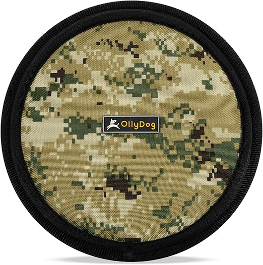 OllyDog Flyer Disc | Soft & Durable Dog Frisbee | Safe for Teeth & Gums | Floats & Flies | Easy to Throw & Catch | Water-Resistant | Made from Recycled Materials (Woodland Camo)