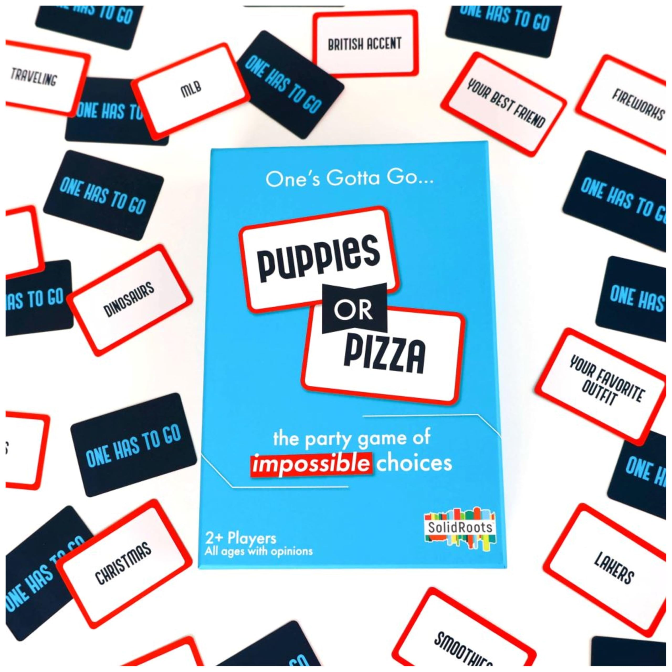 Welpen oder Pizza? das Kartenspiel der unmöglichen Entscheidungen | Familienspiele, Erwachsenenspiele, Reisespiele, Campingspiele | Partyspiele für Erwachsene & Kinder ab 8 Jahren