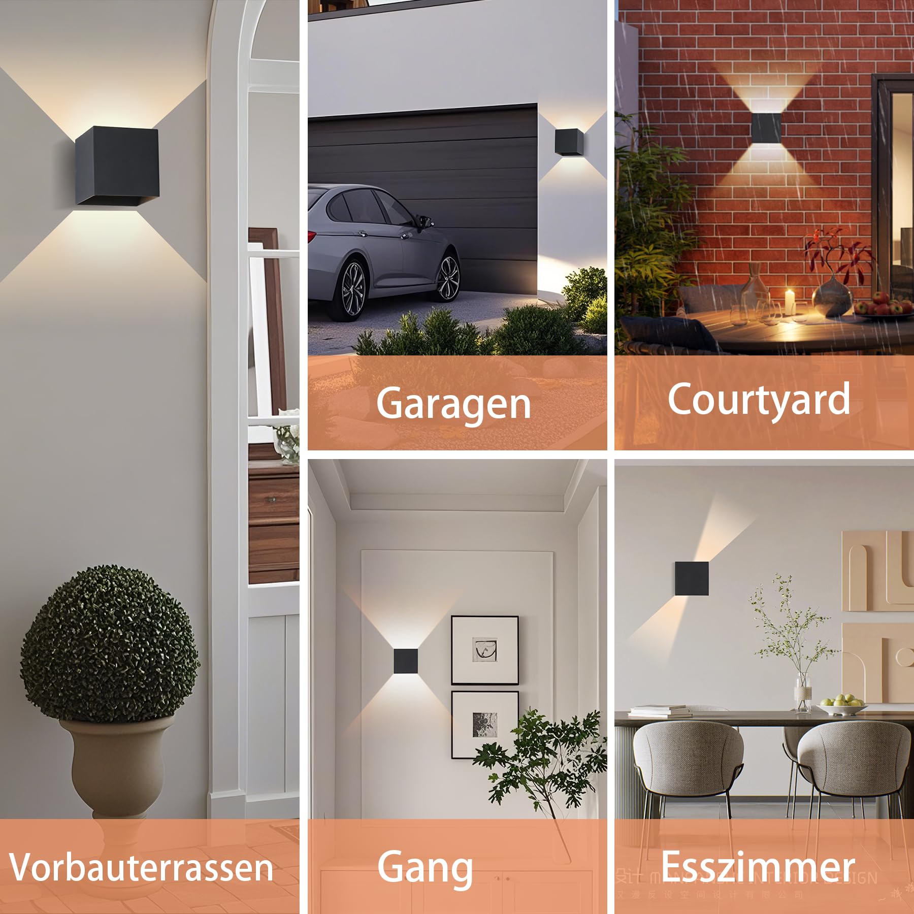 12W Aplique Pared Exterior,IP65 Impermeable Lampara Exterior Pared Ángulo Ajustable,3000K Blanco Cálido Apliques Interior Luz Negro para Patio,Escaleras,Balcón Jardín,Porche
