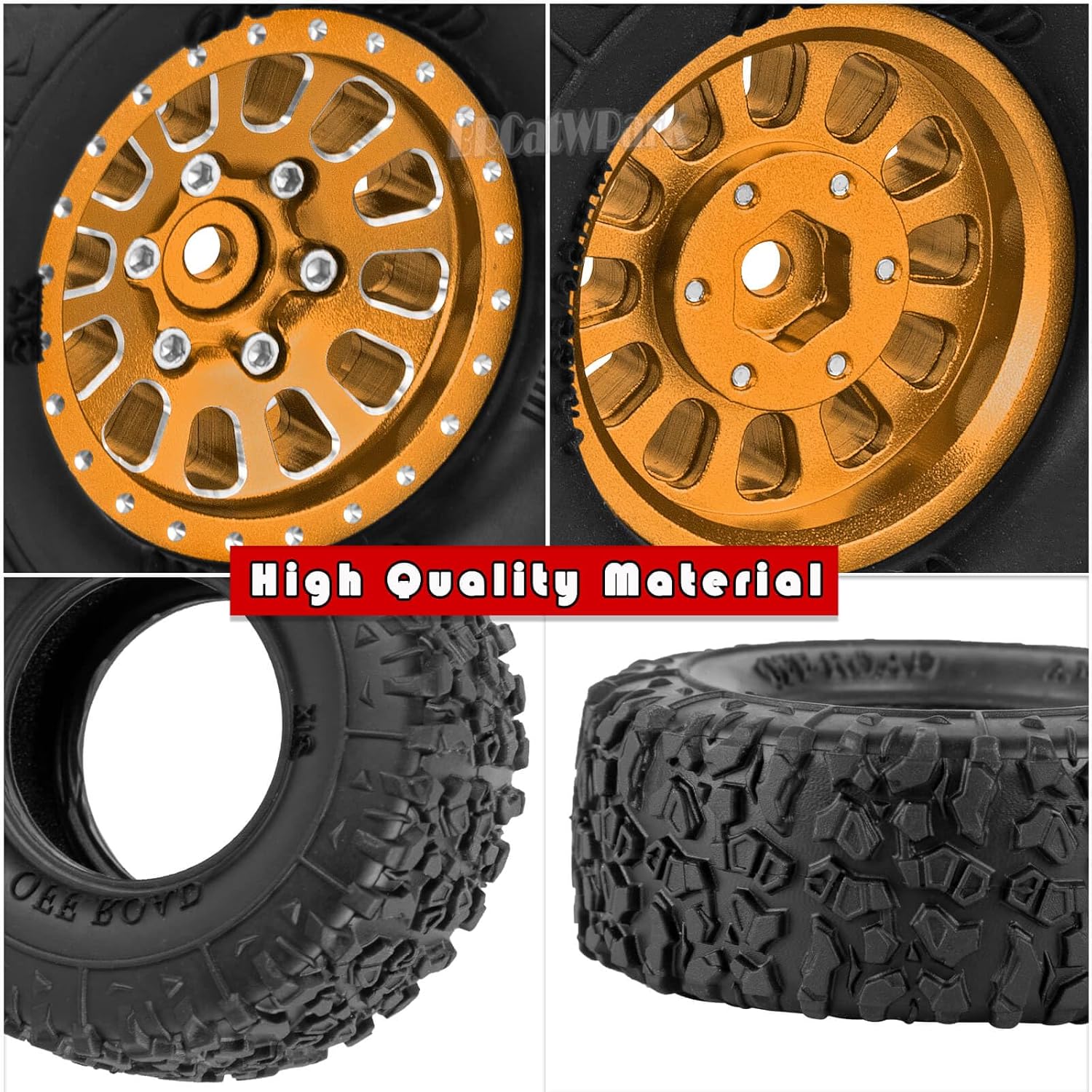 RC 1.3 in Wheel Tires for 1/18 TRX4M 1/24 SCX24 RC Crawler Car,Aluminum 1.3 Beadlock Wheel Rims and Rubber Tires w/Sponge,RC Truck Tires,Yellow