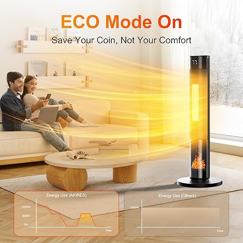 Miniatura 3 de AKIRES Calentador de espacio de torre de 34 pulgadas para uso en interiores, calentador eléctrico portátil grande de 1500 W, calentador de