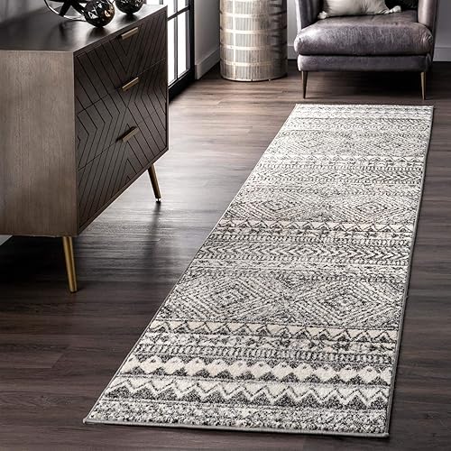 Miniatura 6 de nuLOOM Becky - Alfombra tribal de 3 x 5 pies, color gris oscuro