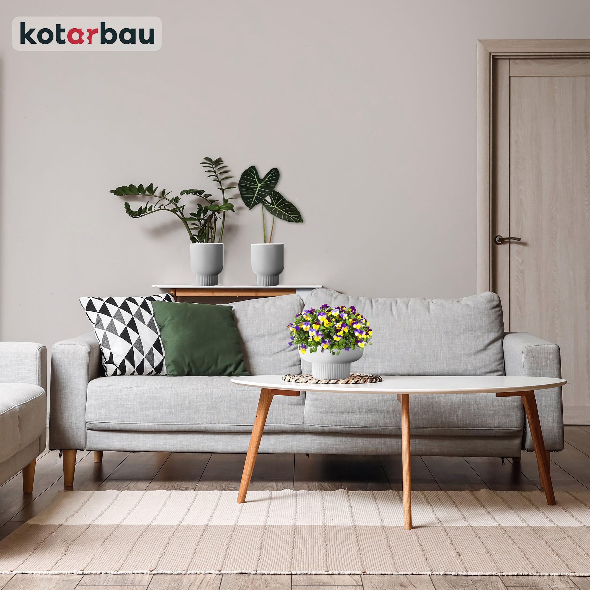 KOTARBAU® 2 szt. Donica Biała ⌀ 24 cm Doniczka Ceramiczna Szkliwiona Doniczka na Kwiaty i inne Rośliny Osłonka na Kwiaty