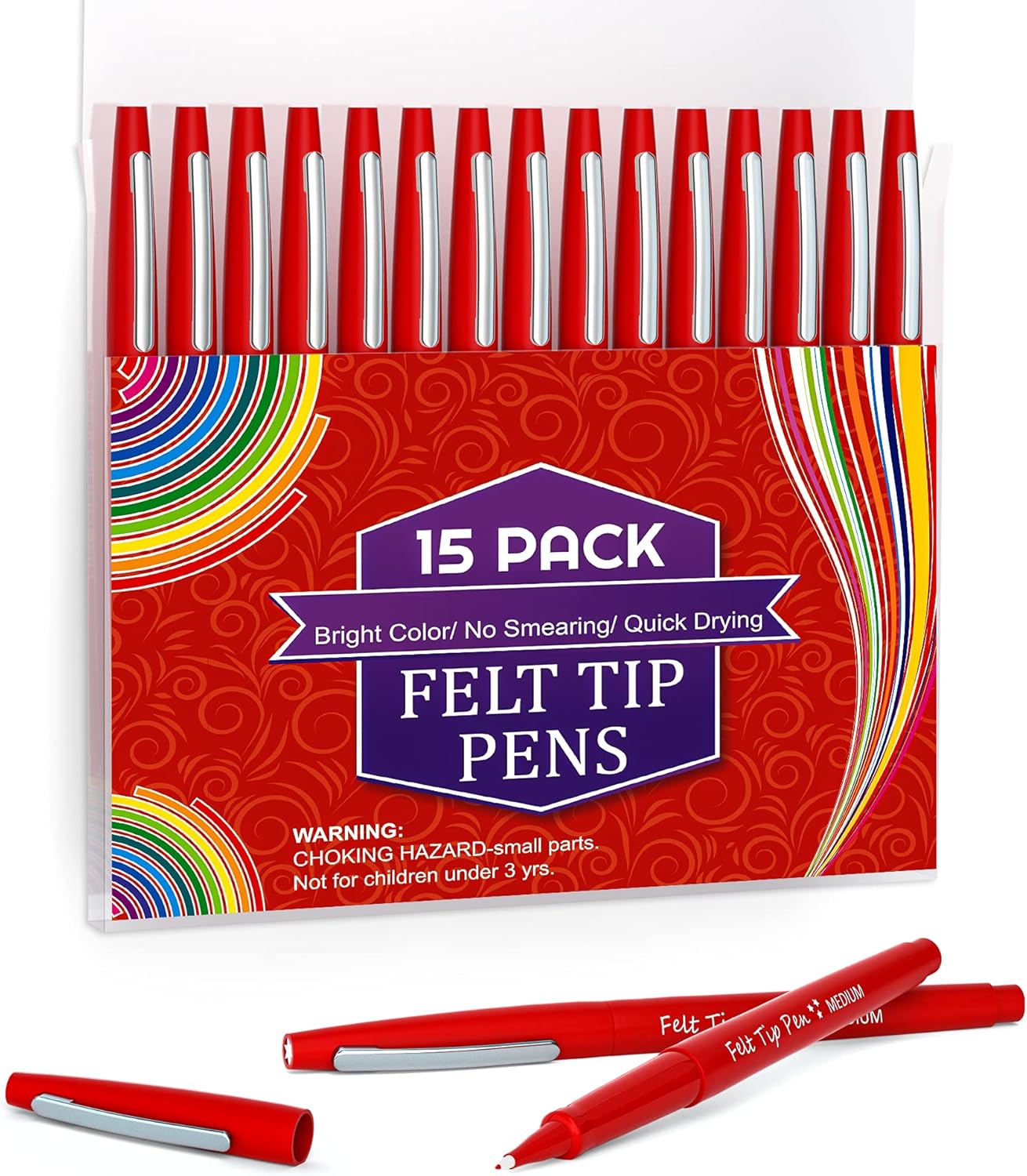 Lelix Felt Tip Pens, 15 Black Pens, 0.7mm Medium Point Felt Pens, Felt Tip Markers Pens for Journaling, Writing, Note Taking, Planner, Perfect for Art Office and School Supplies : Office Products