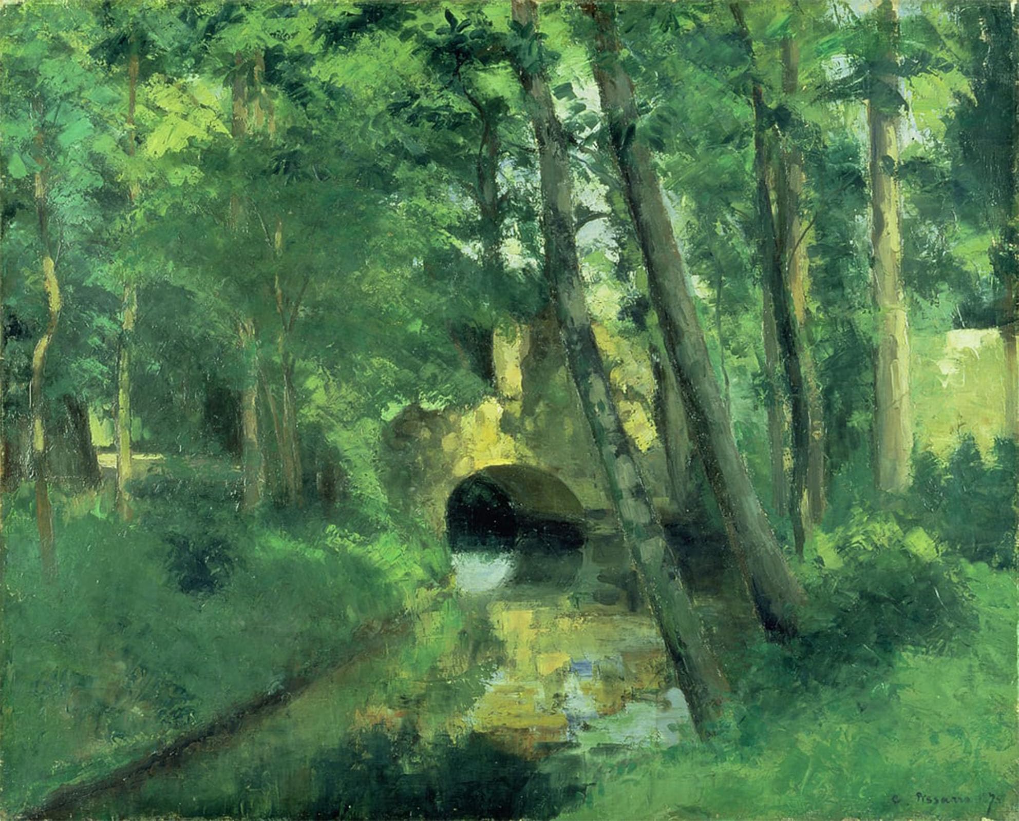 POSTERIIk Famous Modern Artwork Art Mural the Little Bridge Pontoise by Camille Jacob Pissarro Oil Paintings Pictures for Home Decor 60x90cm
