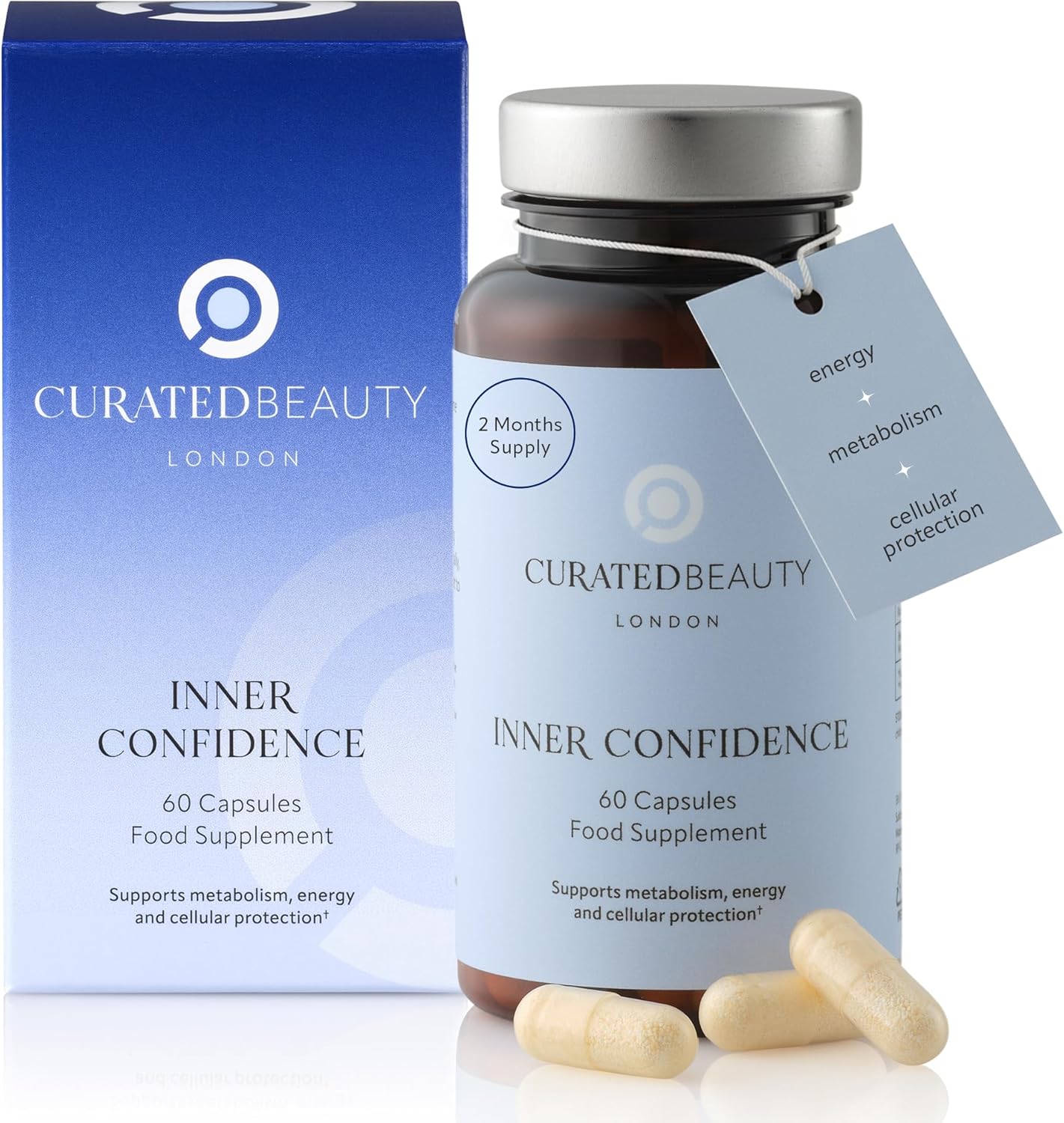 Inner Confidence Energy, Mood & Focus Supplement with NMN for NAD Support, Vitamins D3, C & B Complex. Supports Immunity & Metabolism. 60 Capsules (2 Month Supply)