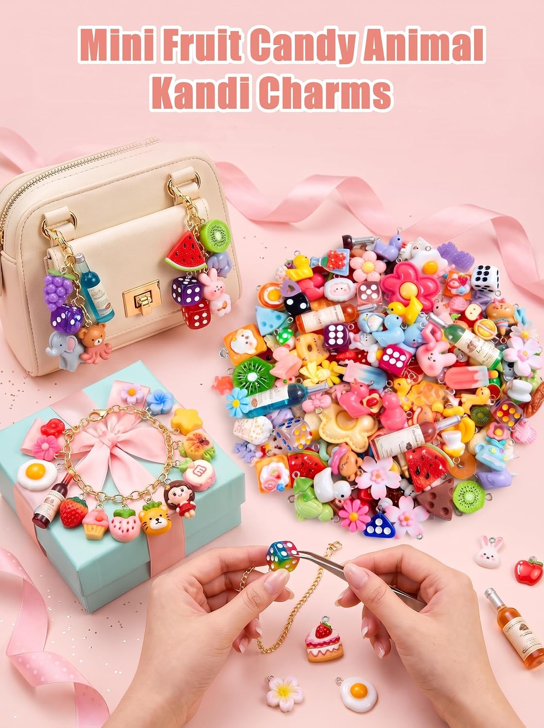 RQAYE DIY Bracelet Charms, Resin cut charms for Keychain & jewelry making