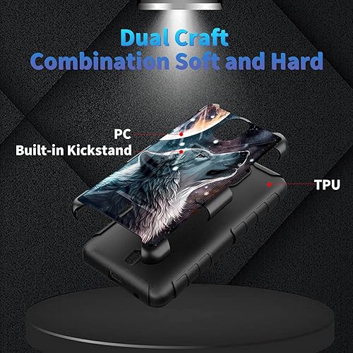 Miniatura 14 de AT&T Calypso 2 (U319AA) Funda con protector de pantalla de vidrio templado resistente con función atril integrado para debut de críquet, ciervo