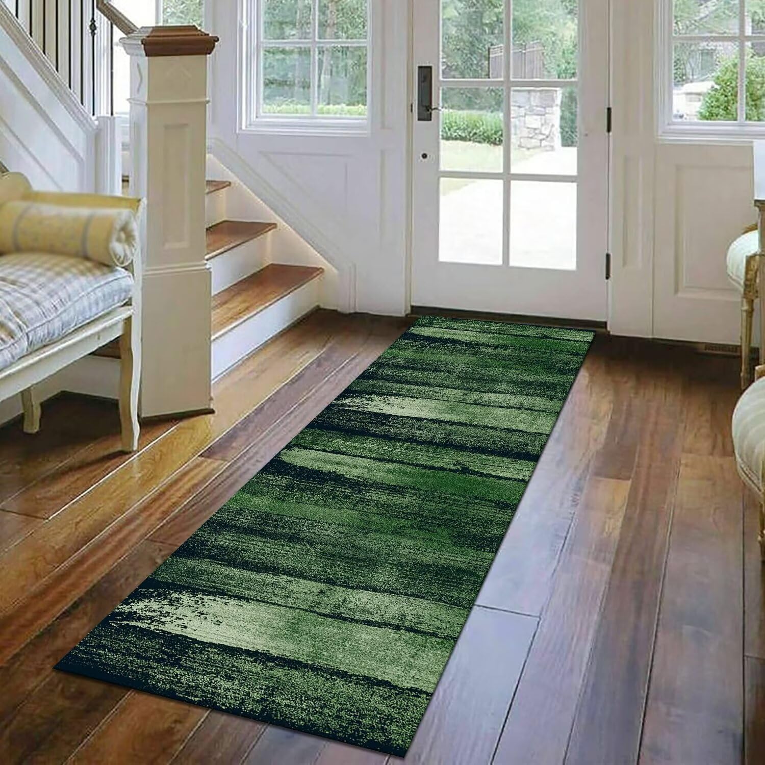 Tappeto Passatoia Cucina Antiscivolo Lavabile Tappeto Cucina Verde Moderno 80X200CM Tappeti Runner Tappeto Corridoio ingresso interno Soggiorno Tappetino Cucina Durevole Tappetino zerbino