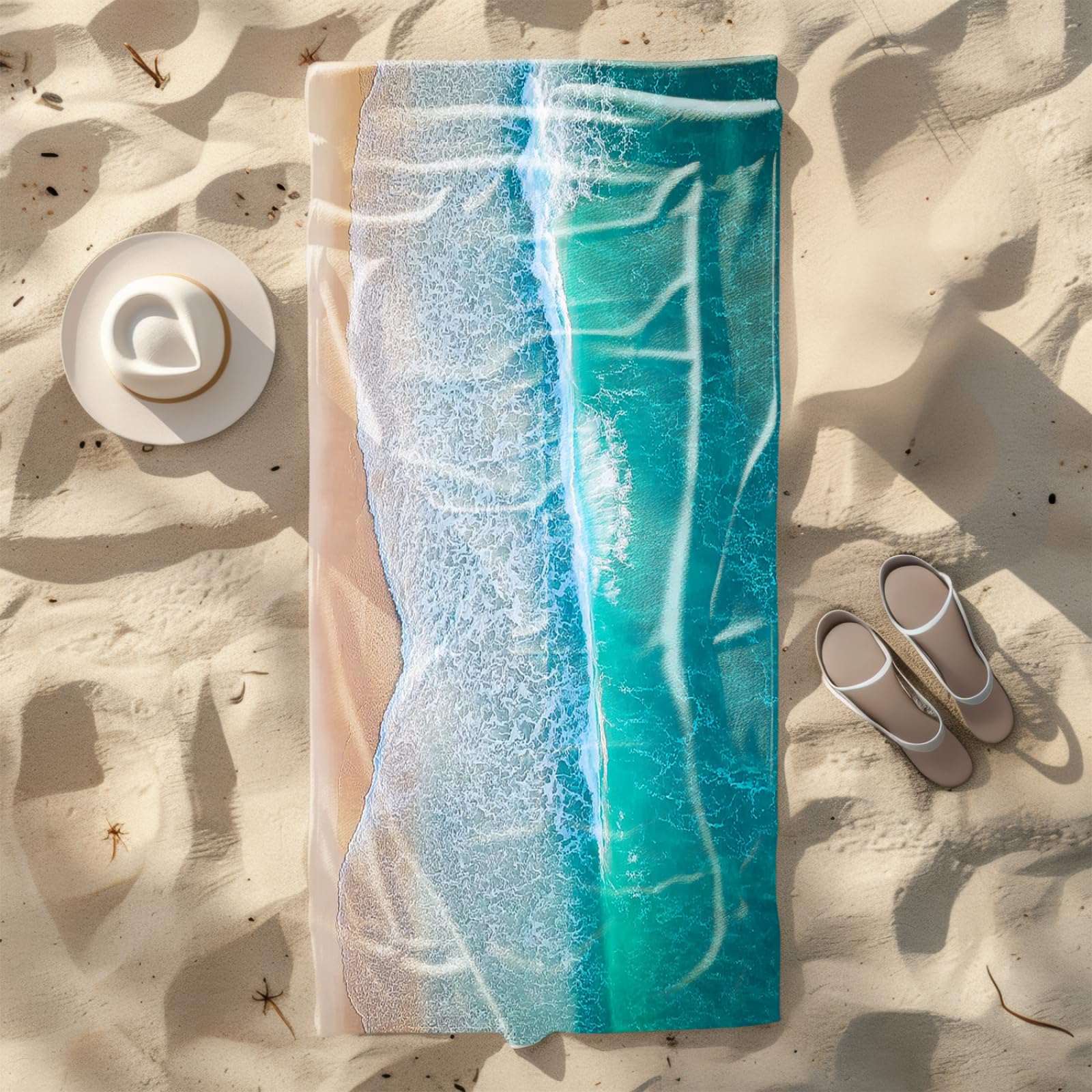 Genérico Toalla Playa Grande Mar Verde Microfibra Secado Rápido Oversize Toalla Sin Arena Súper Ligera Piscina Camping Picnic Yoga Gimnasio Y Deportes Viaje