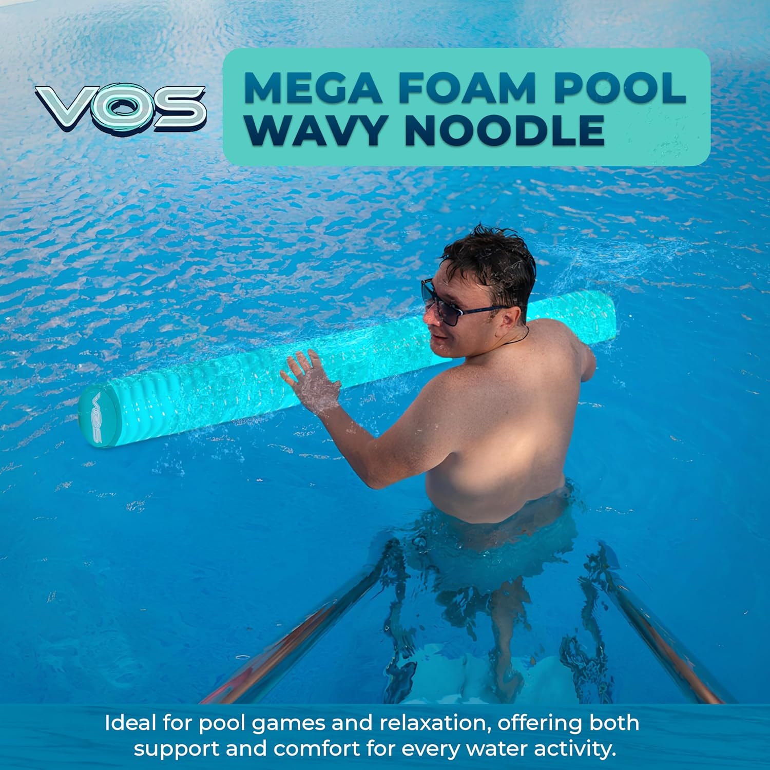 VOS Mega Foam Pool Wavy Noodle, Premium & Big, Super Soft Pool Noodle for Swimming and Floating, Pool Floats, Lake Floats - 1 Pack