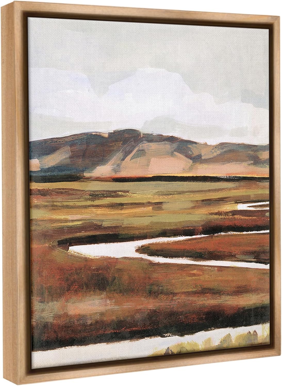 Stupell Industries Winding River Landscape Framed Floater Canvas Wall Art by Victoria Borges