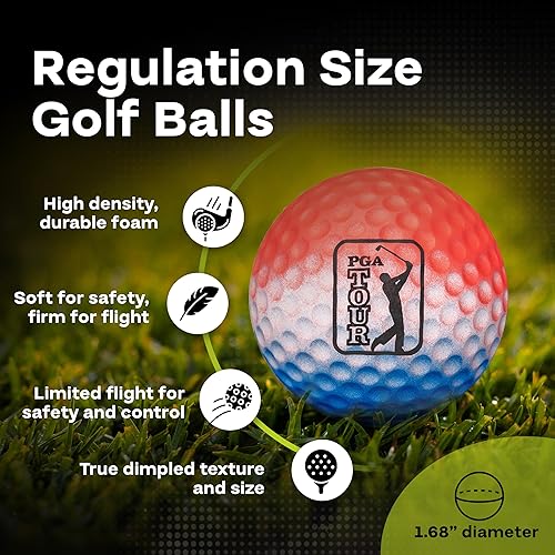 Vista 2 de Foam Practice Golf Ball Set, Simulates Actual Ball Flight, Indoor and Outdoor Training Balls, Golf Training Balls Multi color,Rojo
