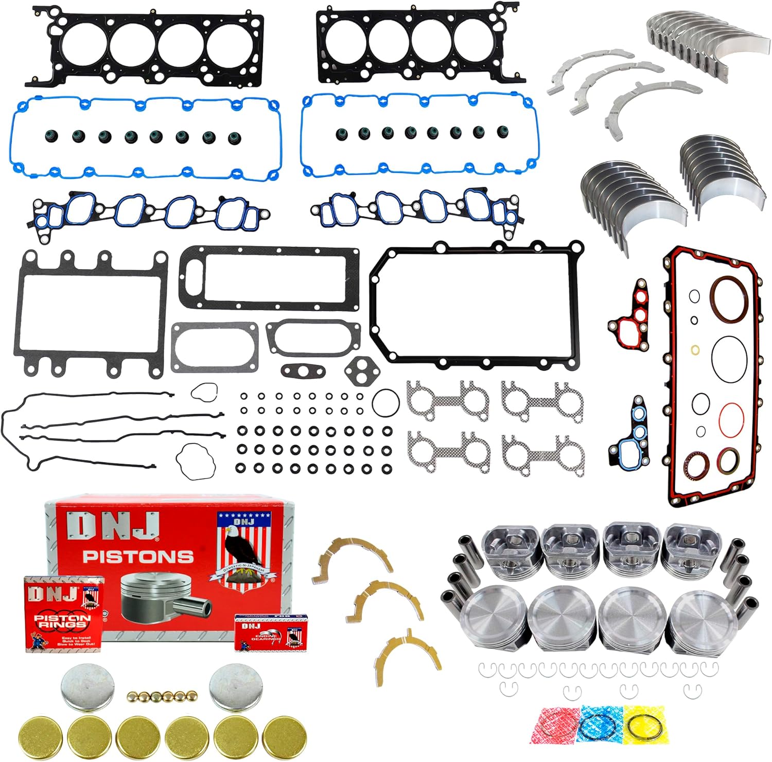 DNJ EK4176A Engine Rebuild Kit for 2000-2004 Ford F-150 F-150 Heritage 5.4L V8 16V SOHC 330cid