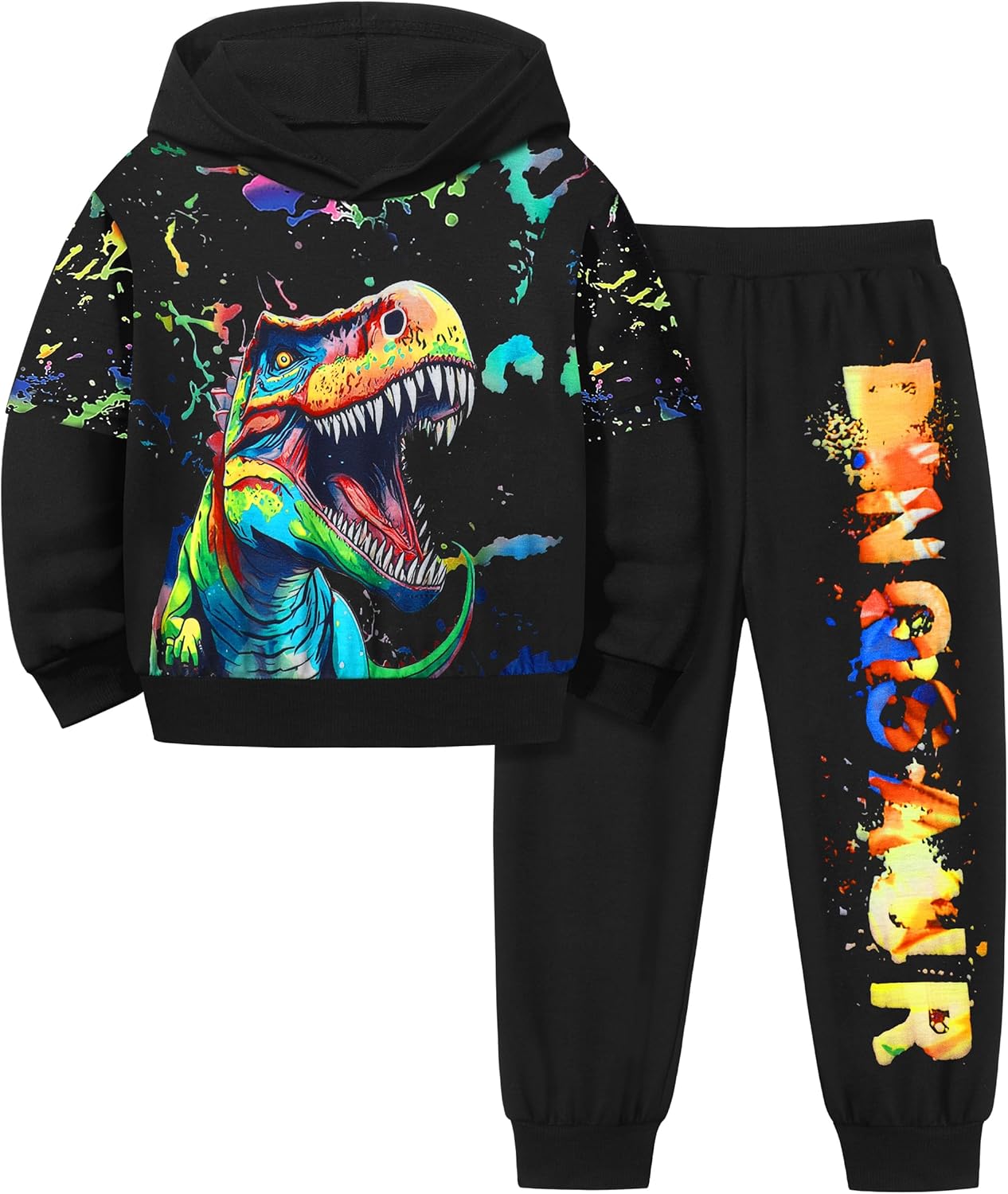 Toddler Boy Clothes Dinosaur Printed Hoodies Toddler Clothes for Boys Long Sleeve Sweatpants Set T-Rex Outfits 3-7t