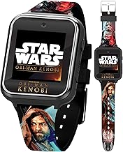 Accutime Star Wars OBI-Wan Kenobi Kids Smart Watch with Touchscreen, 10 Jedi Clock Faces, Selfie Camera, Games, Stopwatch, and Step Counter – Fits Wrists 5.5" to 8"