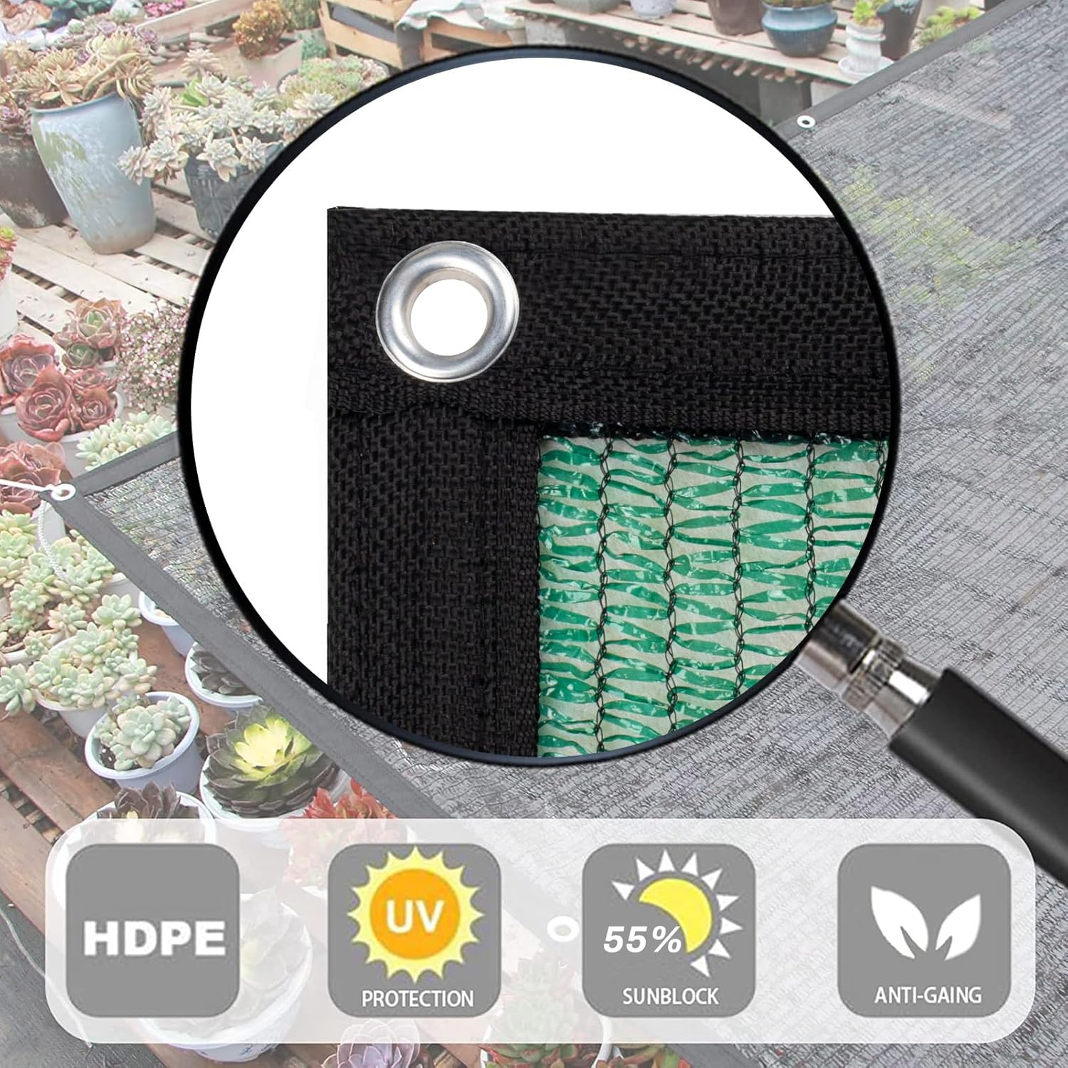 LOVE STORY 8x16FT 55% Dark Green Shade Cloth Sun Shade Net with Grommets Sunblock Net Mesh Tarp for Garden,Plants Cover,Greenhouse and Patio