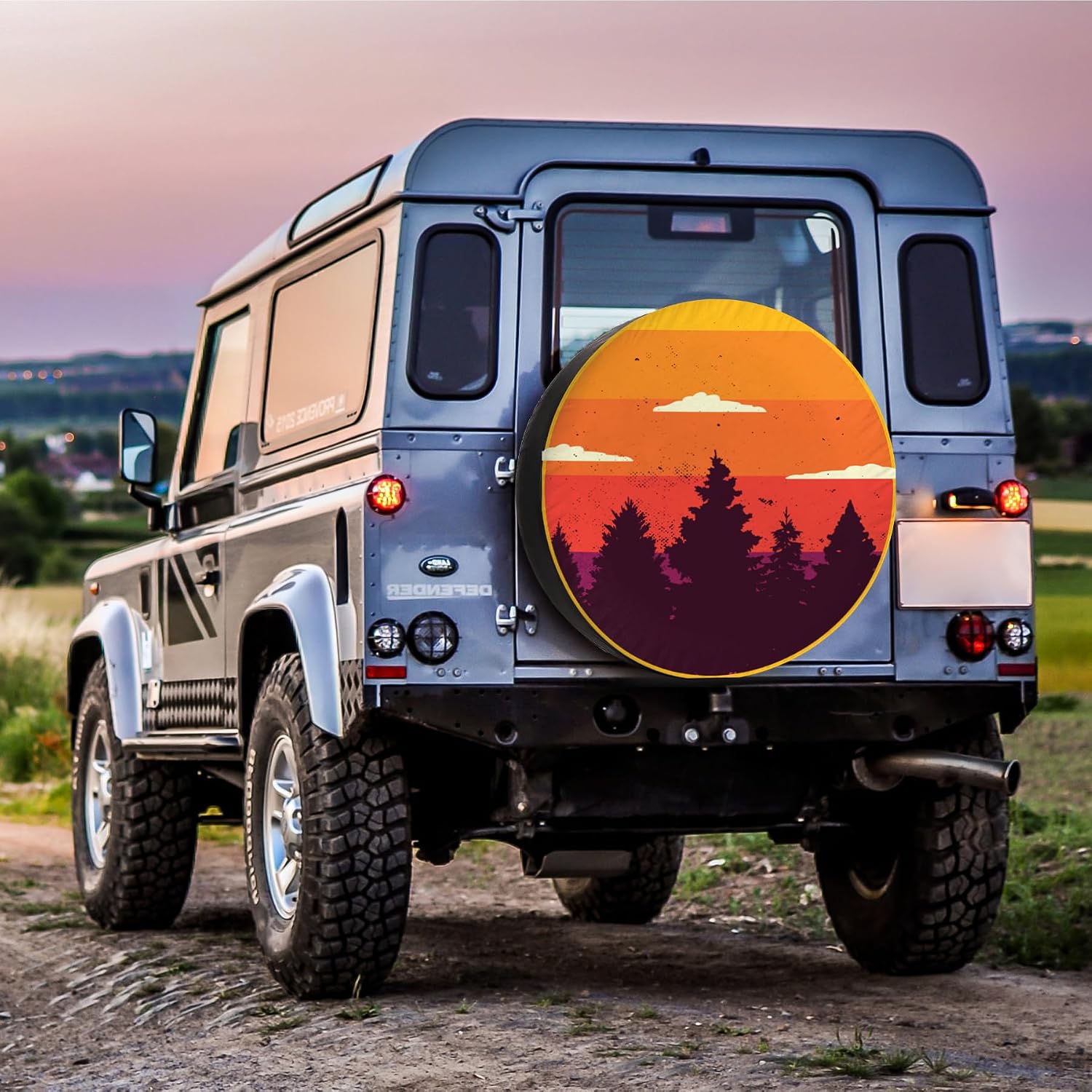 RV Spare Tire Cover Sunset Forest Waterproof DustProof Universal for Trailer SUV Van Camp Travel Trailer 12" 13" 14" 15" 16" 17 Inch Wheel