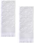 Luxury Decorative Hand Towels Bathroom: 2 Packs 14X30 100% Cotton Turkish Absorbent Soft Face Towel Set for Boho Bathroom Decor Kitchen Hotel Spa Farmhouse Guest Tea Gift (Cream White, 14"x30")