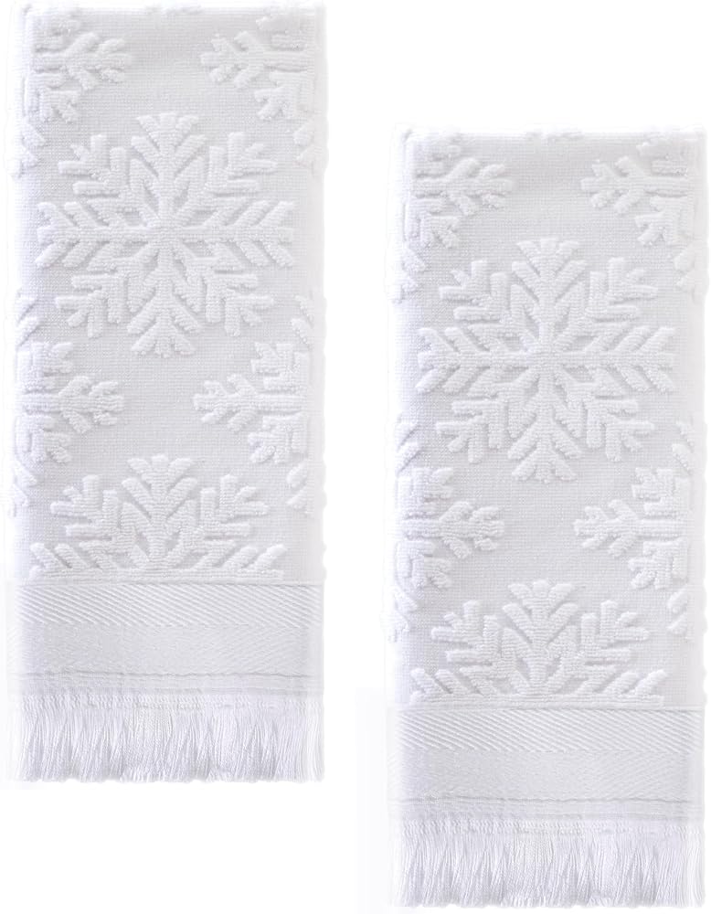 Snowflake Towels JarThenaAMCS Christmas Hand Towels Pack Winter Blue Snowflake De main image 0