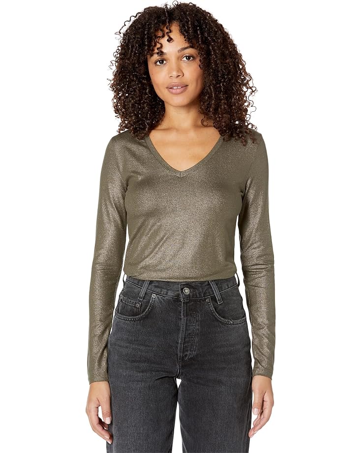 Majestic Filatures Cotton 'Silk Touch' Semi Relaxed V-Neck T-shirt -Black