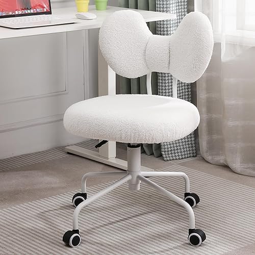 Bonita silla de escritorio sin brazos con respaldo, cómoda silla de oficina pequeña con ruedas, silla giratoria ajustable para oficina en casa, sala