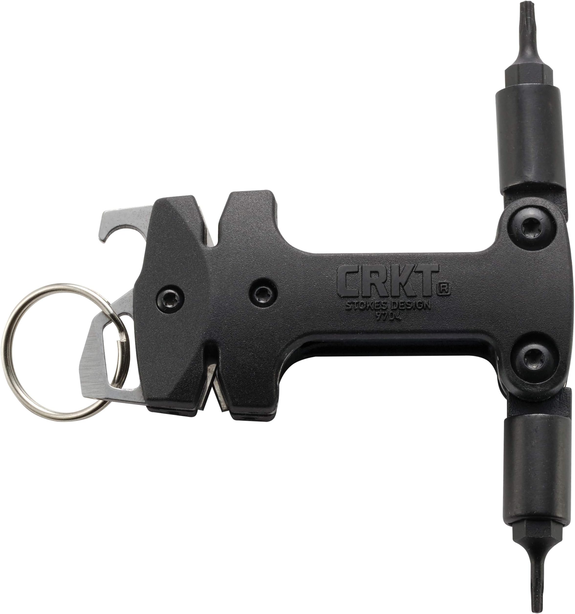 Knife Maintenance Tool: Tungsten Carbide Sharpener, Ceramic Sharpener Honing Edge, Torx Bits, Bottle Opener, Flat Screwdriver, Keychain Accessory, 9704