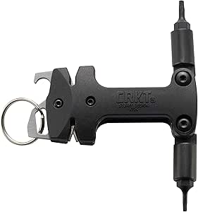 CRKT Knife Maintenance Tool: Tungsten Carbide Sharpener, Ceramic Sharpener Honing Edge, Torx Bits, Bottle Opener, Flat Screwdriver, Keychain Accessory, 9704
