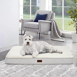 Deconovo orthopädisches Hundebett für Grosse Hunde rutschfest Hundekissen waschbares Hundematte flauschig Hundebetten abnehmbar Dog Bed, 112x81x8cm, Weiß, 1 Stück product image