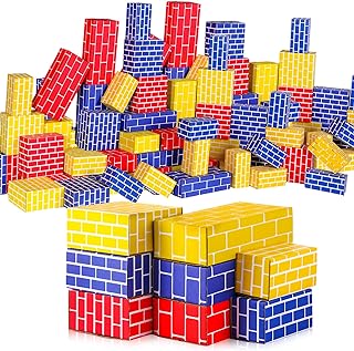 Nuanchu 60 Pcs Cardboard Building Blocks Large Cardboard Blocks for Kids Jumbo Square and Rectangle Thick Cardboard Pretend Brick Blocks for Building and Stacking Game (Assorted Shapes)