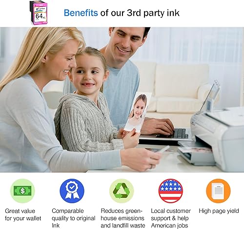 Miniatura 2 de Cartlee Cartucho de tinta remanufacturado de repuesto para HP 64 XL 64XL para Envy Photo 6252 6255 6258 7120 7155 7158 7164 7800 7855 7858 7864