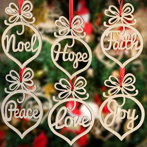 Bememo 30 piezas de adornos huecos de madera de Navidad para árbol de Navidad, etiquetas colgantes para manualidades, decoración de Navidad,