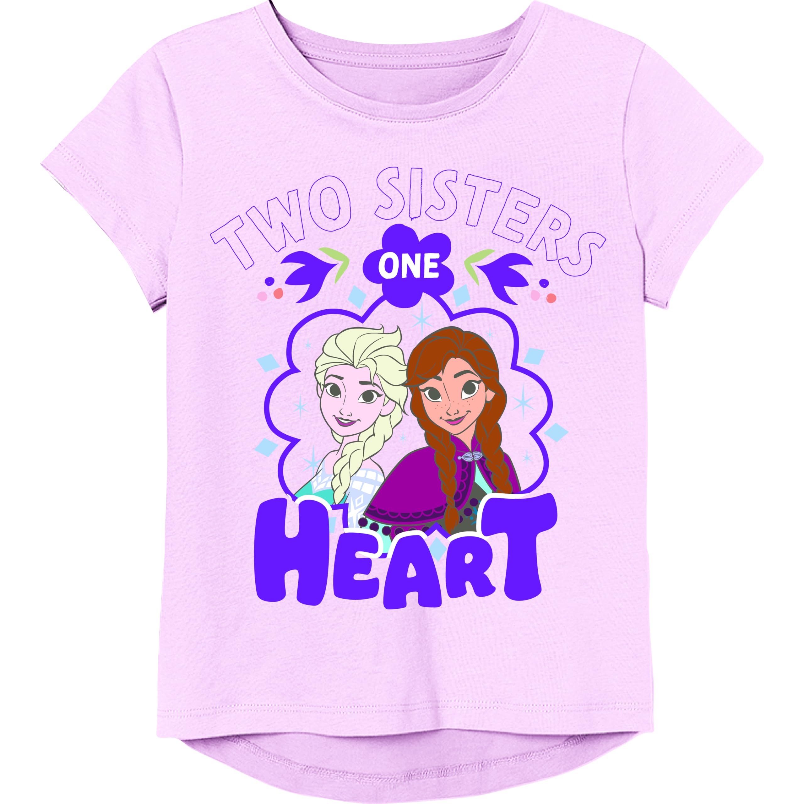 Disney Girls Frozen Girls Short Sleeve T-Shirt - Elsa, Anna - Girls Sizes 2-16