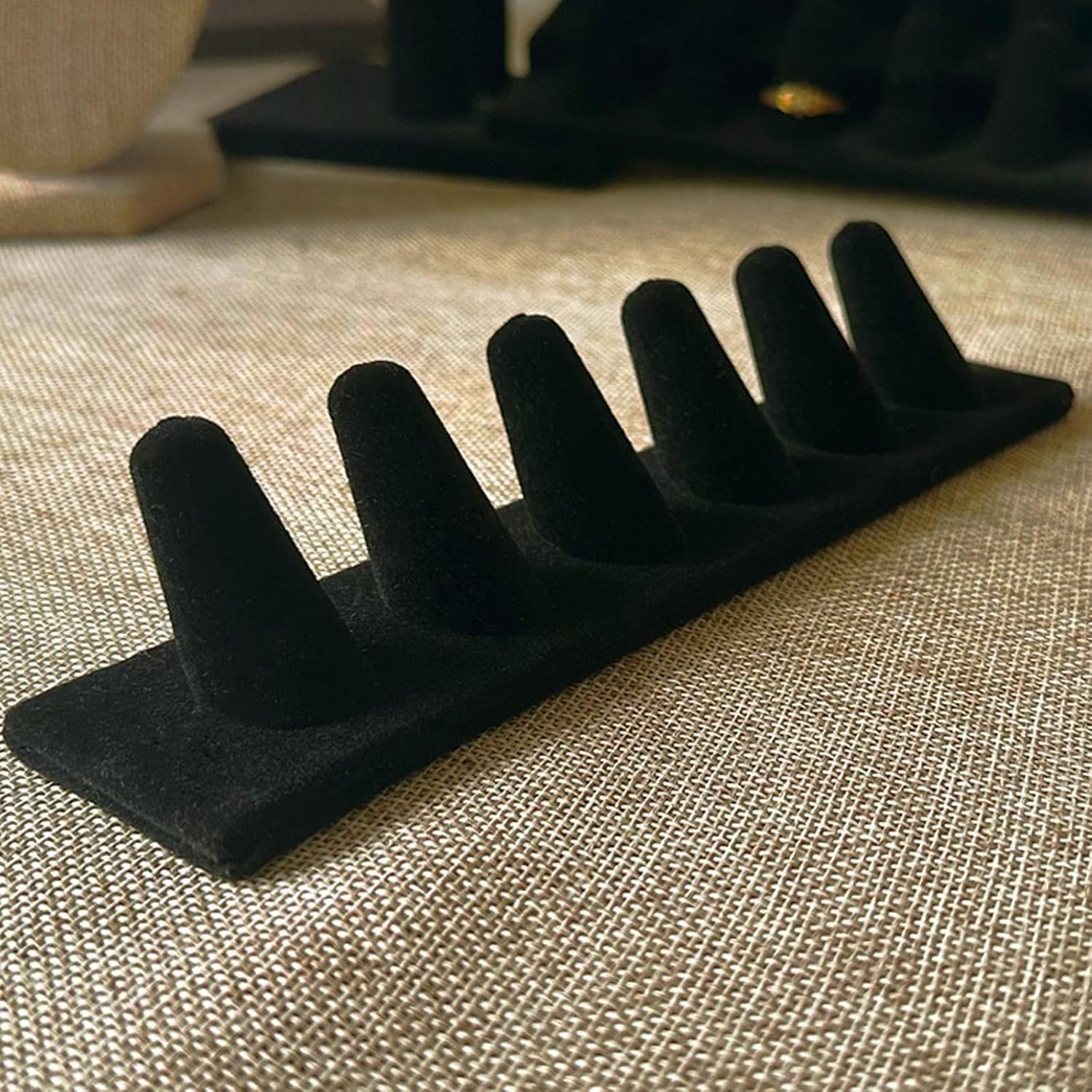 Black Velvet Ring Display, Ring Holder Display for Jewelry Stand, Ring Displays for Selling, Jewelry Display Stand and Ring Organizer for Ring Storage, 2 Pcs