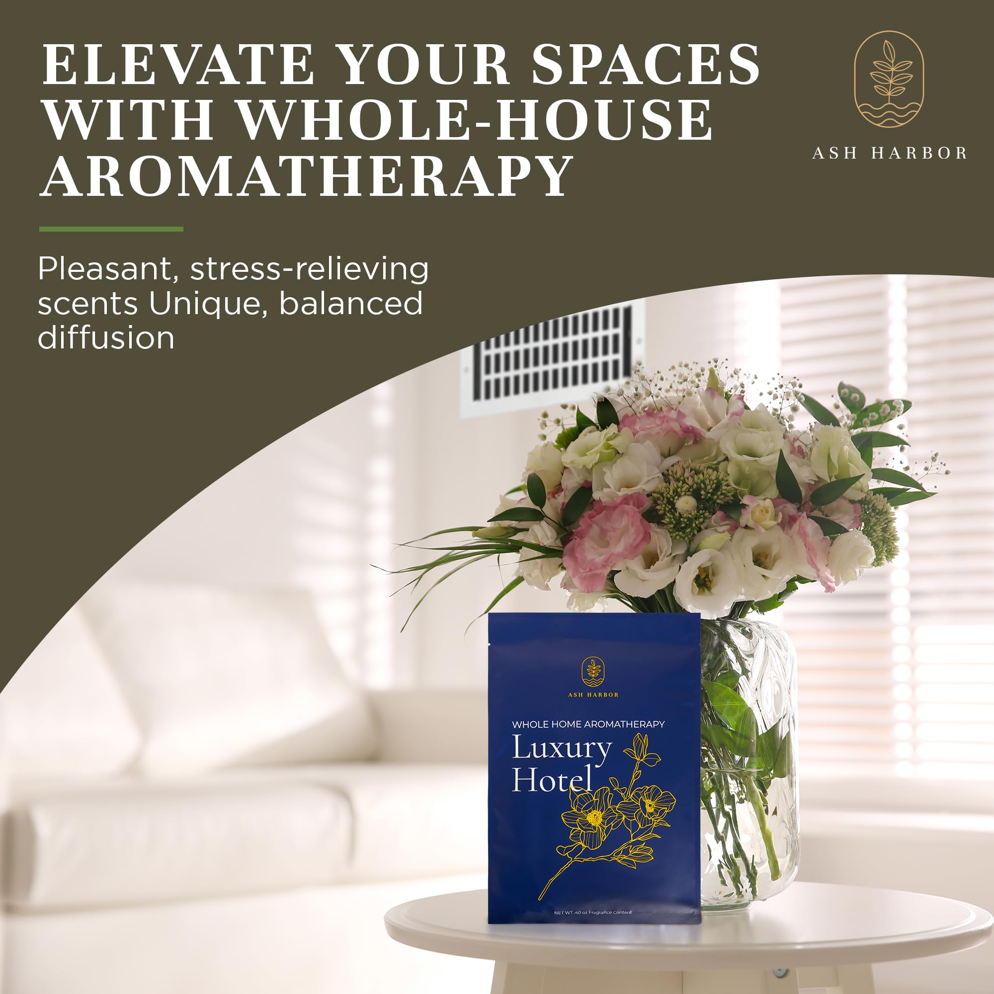 Paquete de 4 aromaterapia de hotel de lujo, filtro de bergamota, ambientador de aire fresco para todo el hogar para filtro, ambientador de ventilación HVAC para aire acondicionado del hogar,