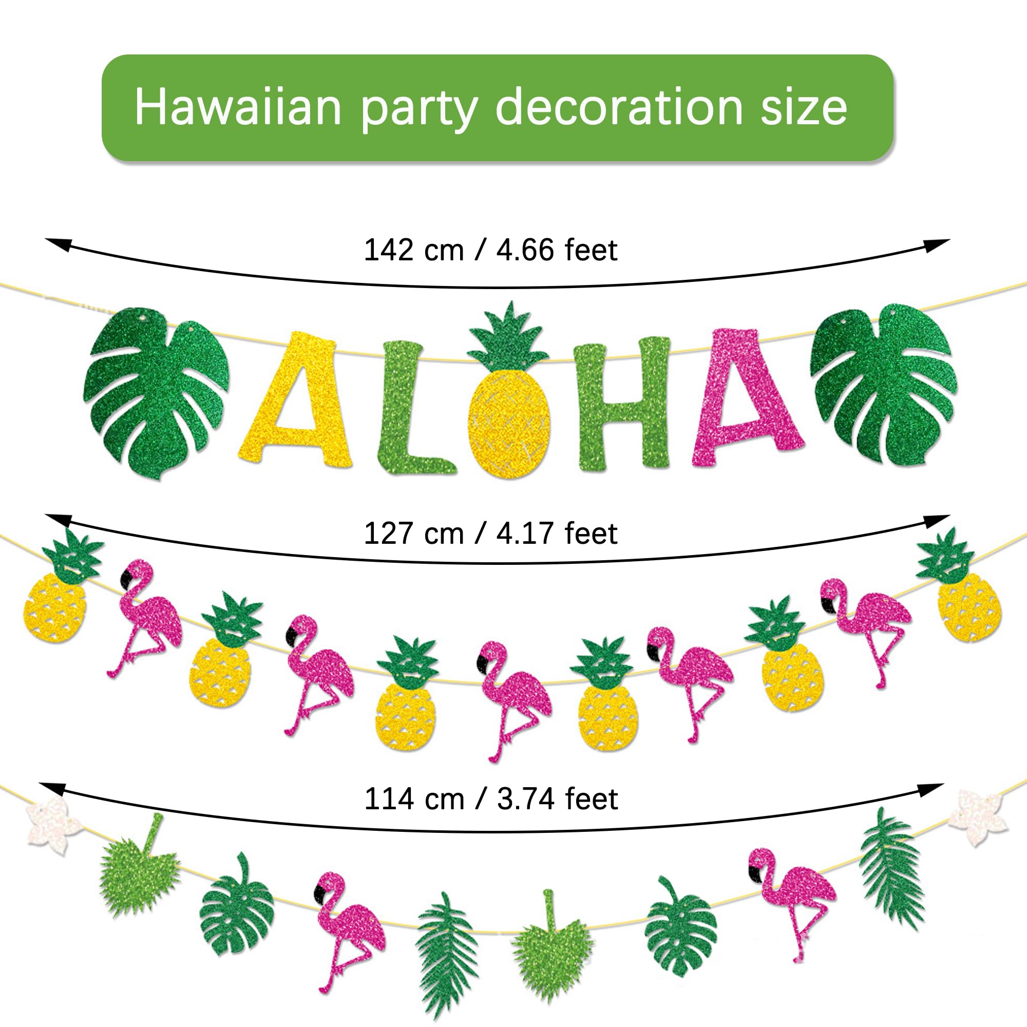 2 Ghirlande Tropicali In Feltro Con Foglie Di Palma - Decorazione Giungla Hawaiana Per Feste, Compleanno, Tema Hawaii, Riutilizzabili, 2,5 M - 5