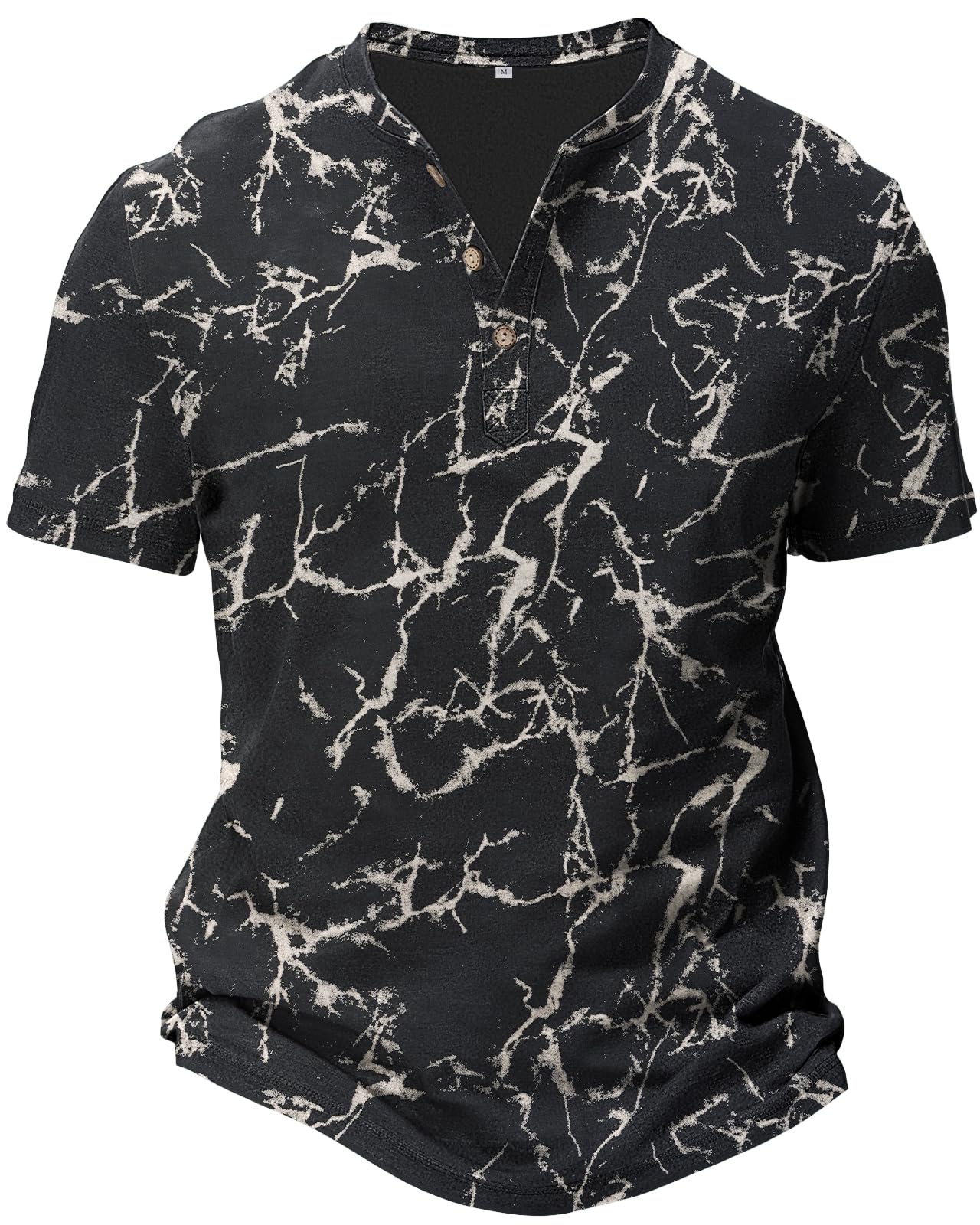 HMIYA Hemd Herren 100% Baumwolle Vintage Henley Shirt Kurzarm T-Shirts für Herren Sommerhemd Beiläufig Männer